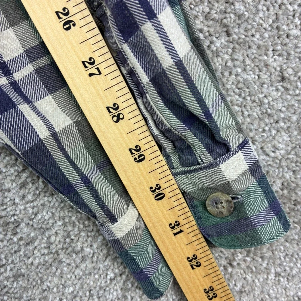 Banana Republic Flannel Shirt Size L Green Plaid Vintage USA Made Cotton